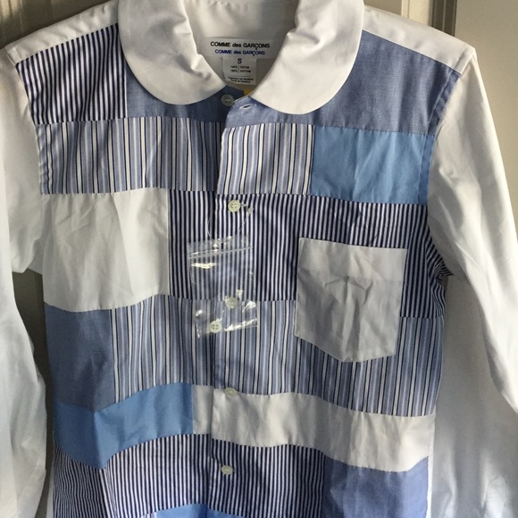 Comme Des Garcons patchwork poplin collar blouse - Picture 4 of 4